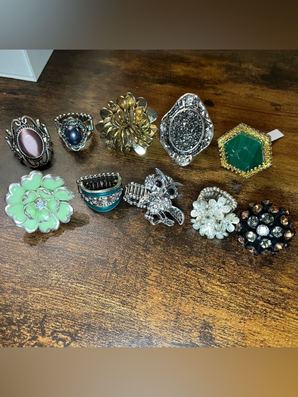Stylish statement fashionable stretch rings set of 10. Ring Size 7-9. Jewelry.